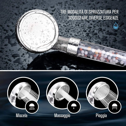 High-Pressure Shower Head with Filter – 3 Adjustable Modes